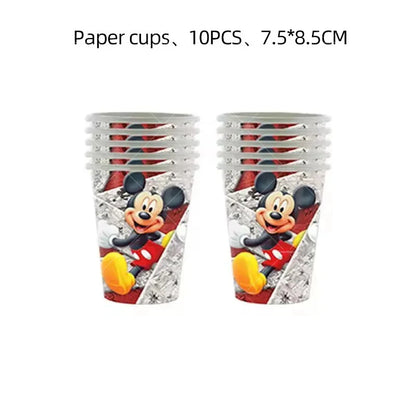 Mickey Balloon Cartoon Mouse Minnie Decorations Party Happy Birthday Banner Cake Topper Disposable Tableware Background Gift Bag