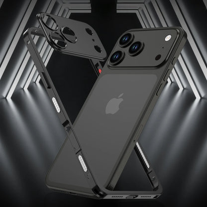 Luxury Metal Alloy Lens Protect Frame Phone Case For iPhone 17 Air 16 15 14 13 12 Pro Max Plus Silicone Lining Shockproof Bumper