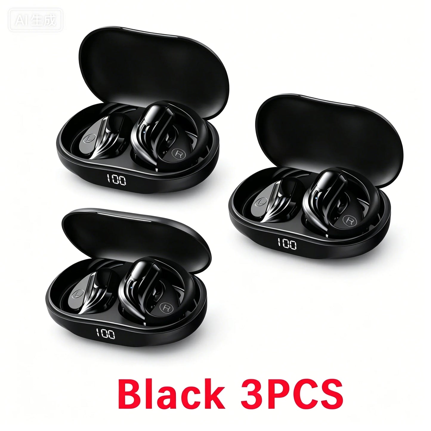 Wireless Bluetooth 5.3 Earhook Earphone LED Display Sports Earhook Headphones Deep Bass HiFi Stereo Noise Cancelling Earphones