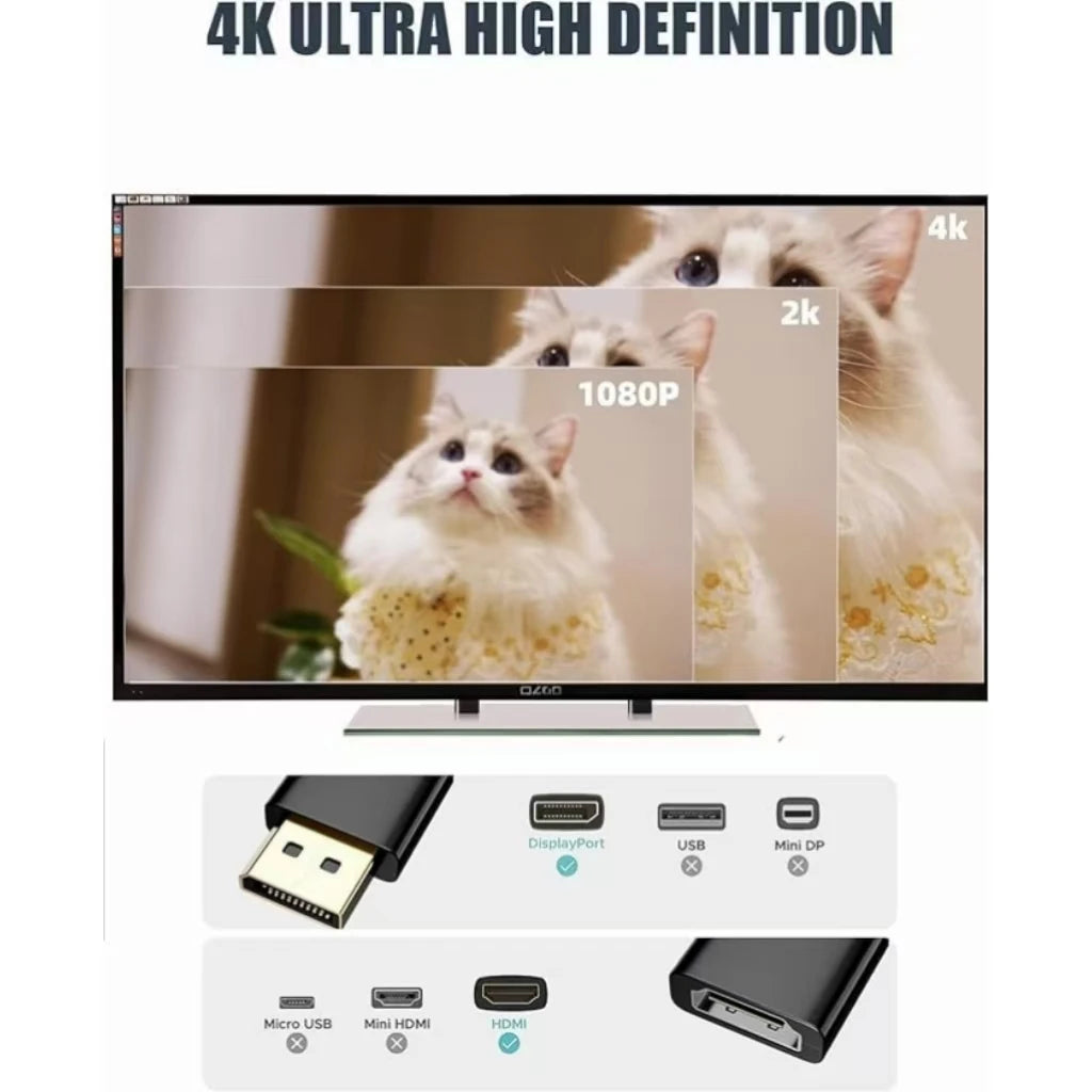 4K 30Hz/60Hz DP DisplayPort to HDMI-compatible Adapter Converter Display Port DP to HDTV Adapter Video Audio Laptop PC Laptop