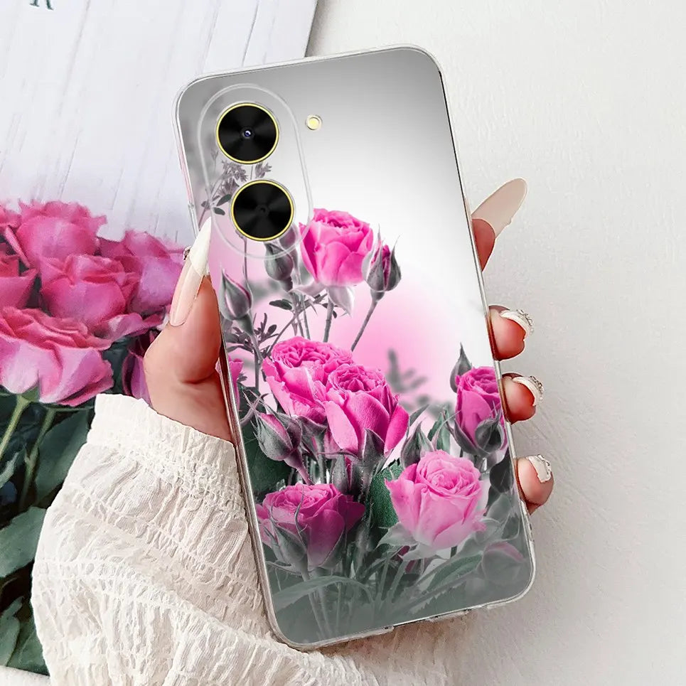 For Cover Xiaomi Redmi A5 4G / Poco C71 Phone Case Colorful Flower Butterfly Love Heart Lxuru Women Fashion Soft Clear Silicone