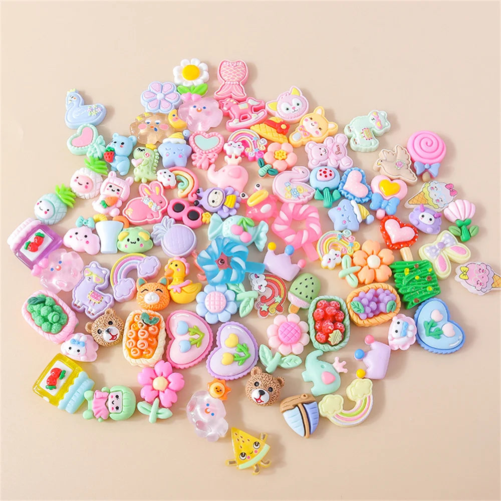 Leslie Random 10/20/30pcs Mixed Resin Food Flower Animal Nail Art Phone Case Hairpin Fridge Handmade DIY Charms Accessory