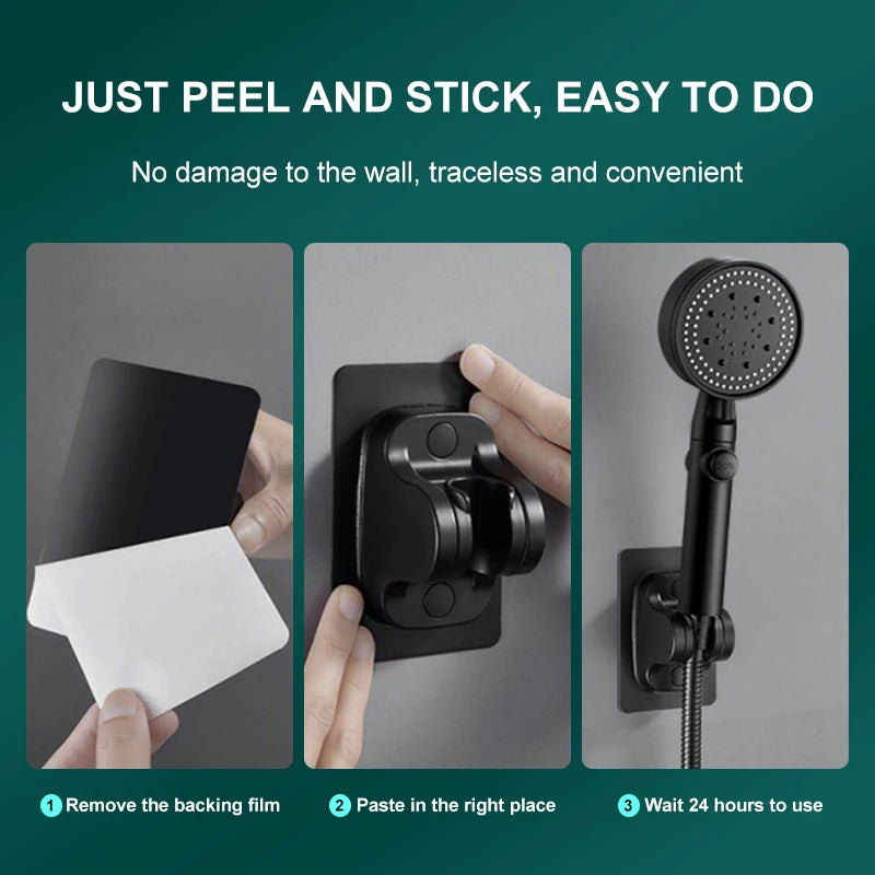 Universal Showerhead Holder Bracket Wall Mounted Punch Free Household Adjustable Shower Self Adhesive Bathroom Accessories