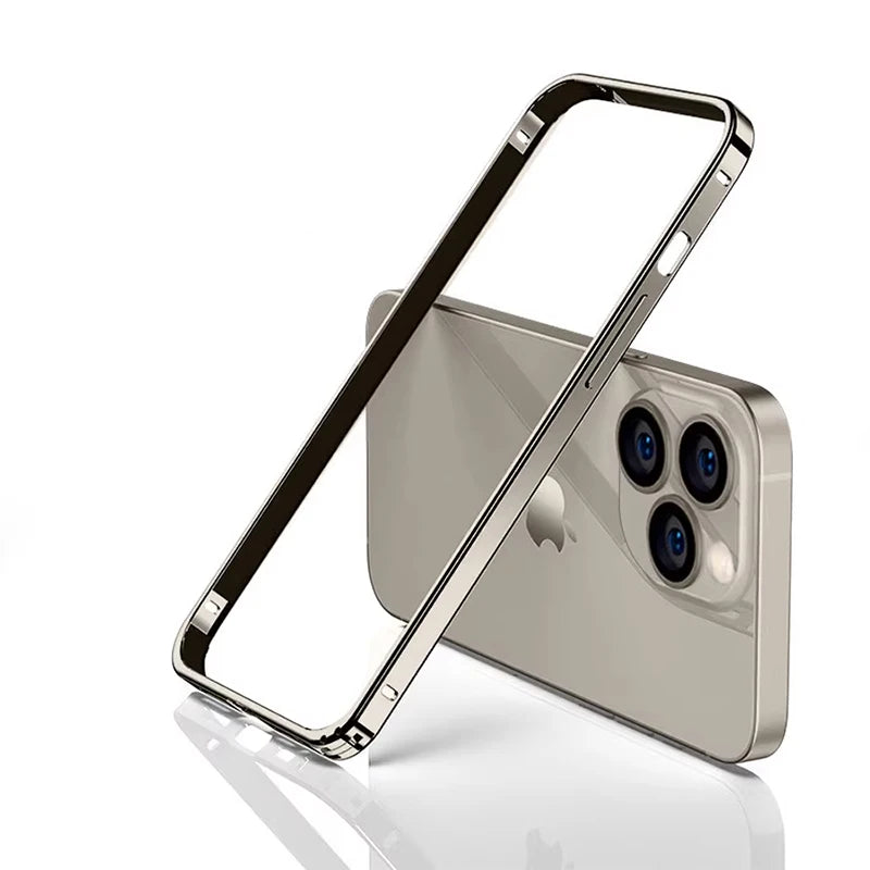 Aluminium Metal Bumper Frame Case For iPhone 17 16 15 14 13 12Pro Max Ultra Thin Luxury Light Alloy Protective Hard Back Bumpers