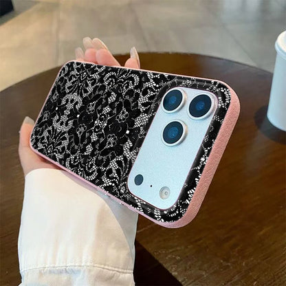 Black Lace Pattern Mobile Phone Case For iPhone 17 Air 16 15 14 13 12 11 17 Pro Max 15 Plus 14 Pro Cartoon Soft Cover