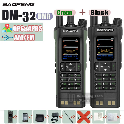 1PCS/2PCS BAOFENG DM-32 DMR Digital Walkie Talkie GPS APRS Dual Mode Analog TDMA Dual Time Slot AES256 Type-C AM Black Ham Radio