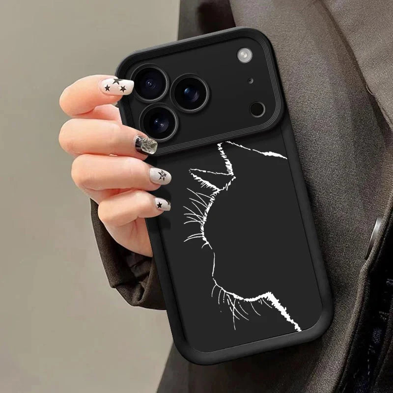 Artistic Line Cat Case For OPPO Reno 13 14 11 12F 11F 13F Realme C53 C55 C65 C63 C67 C71 15T 14 Plus A78 A58 A79 A60 A6 A5 Pro