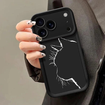 Artistic Line Cat Case For OPPO Reno 13 14 11 12F 11F 13F Realme C53 C55 C65 C63 C67 C71 15T 14 Plus A78 A58 A79 A60 A6 A5 Pro