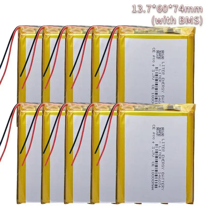 3.7V 10000mAh 146074 Li-polymer Battery 136074 Rechargeable Polymer Lithium Batteries for Power Bank Toy GPS Laptop Lights Diy