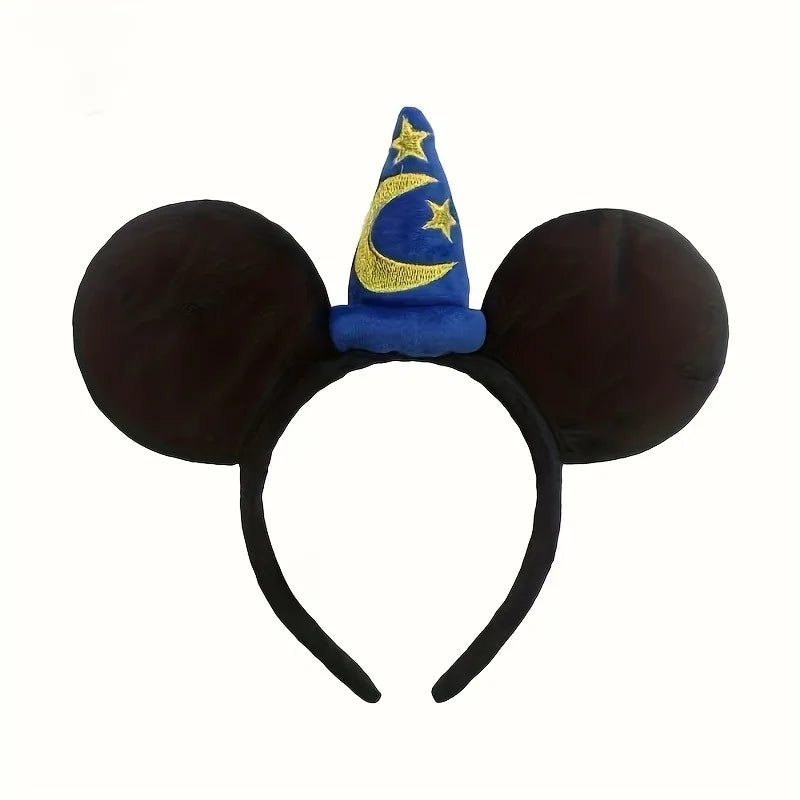 1pc Minnie Mouse Ear Hairband Blue Star Crescent Rod Soft Polyester Headpiece Girls Princess Party Birthday Creative Gift