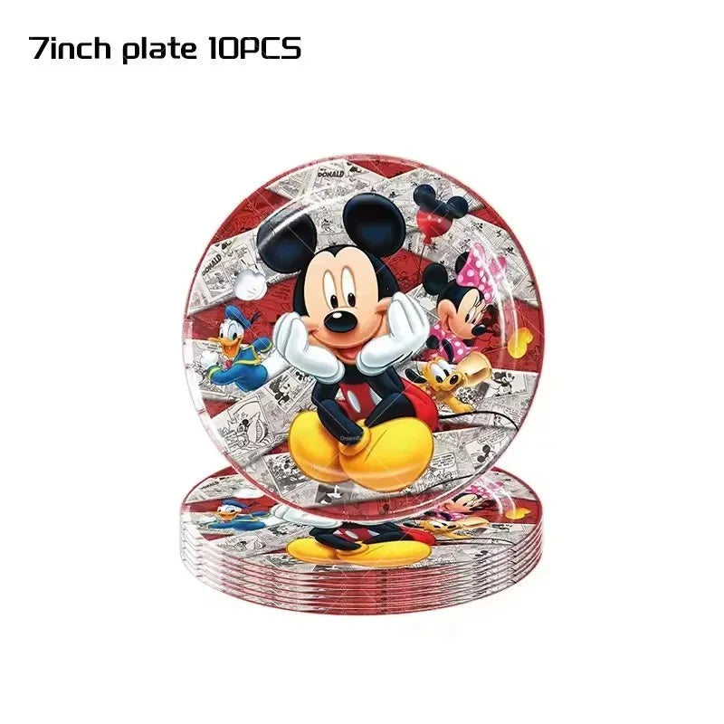 Mickey Balloon Cartoon Mouse Minnie Decorations Party Happy Birthday Banner Cake Topper Disposable Tableware Background Gift Bag