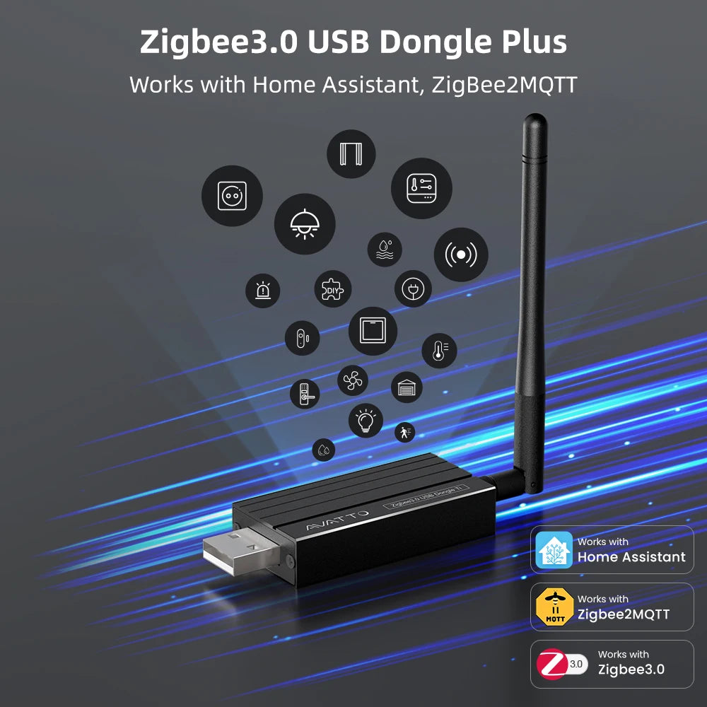 AVATTO Zigbee 3.0 USB Dongle Plus Universal Zigbee Wireless Gateway Hub Support Home Assistant Zigbee2MQTT，Raspbian Ubuntu Macos