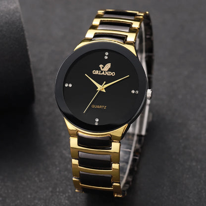 1/3PCS Men Business Watches Fashion Black Steel Band Male Analog Quartz Watch