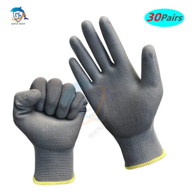 10-50 Pairs of Nylon PU Gloves Safety Work Gloves Repair Special Gloves Palm Coated Gloves Carpenter Repair Worker Supplies