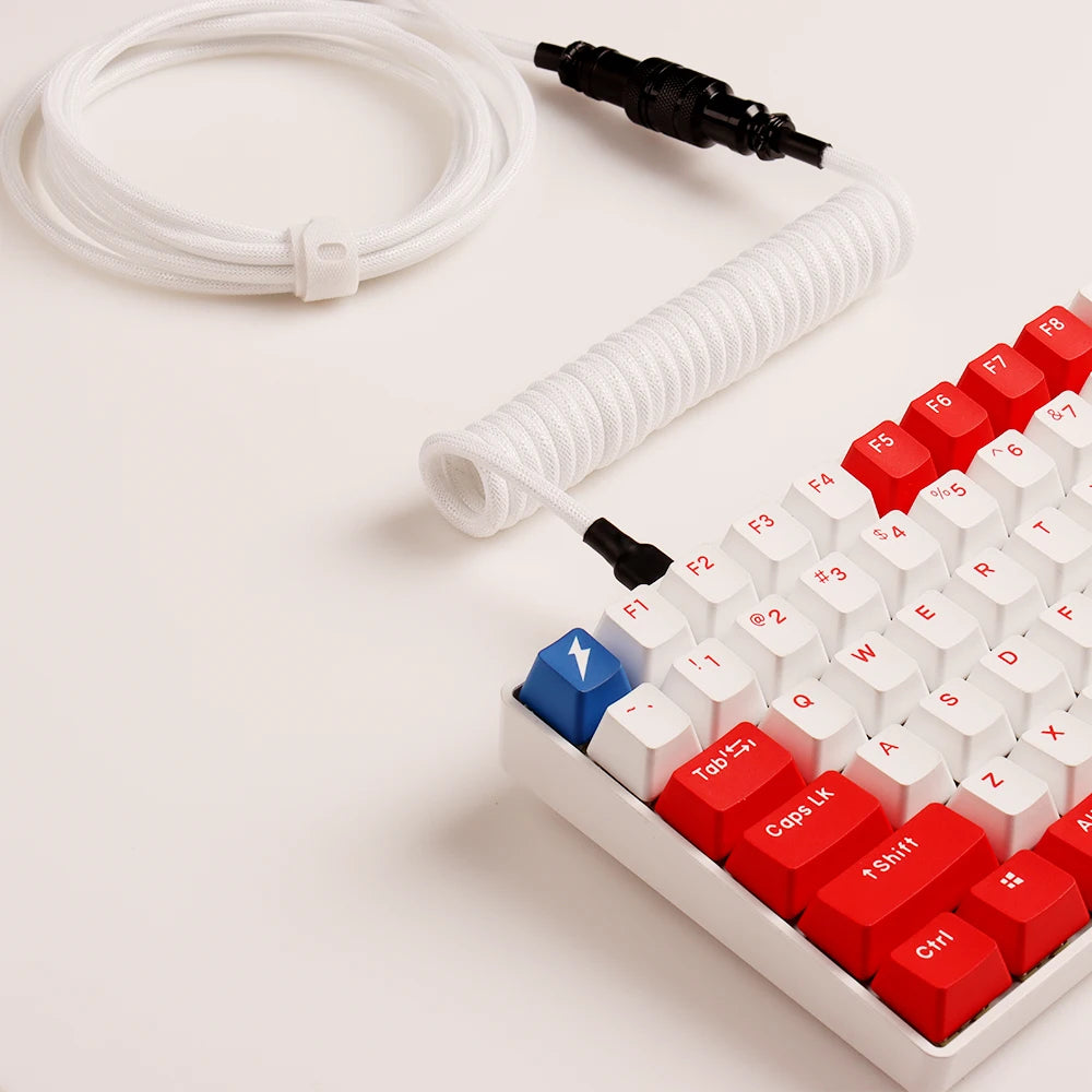 LANO Custom Paracord Coiled Mechanical Keyboard Type C Data Spring Cable GX16 Aviator Coil Spiral Usb C for Gaming Coiled Cable