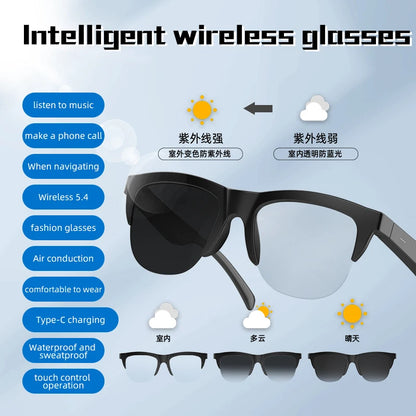 2026 New Smart Sunglasses Glasses Bluetooth Call Outdoor Sports Headphones Voice Navigation Photochromic Lens Waterproof Anti-UV