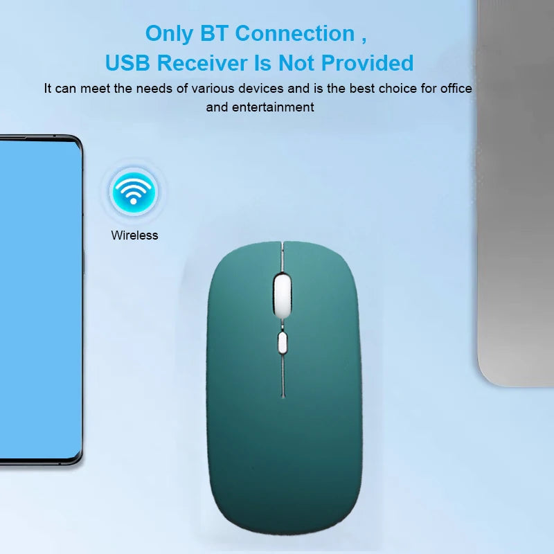 Slim Portable Office Mouse Wireless Bluetooth-Compatible 5.0 Silent Ergonomic BT Wireless Mice for Macbook Laptop iPad Tablet