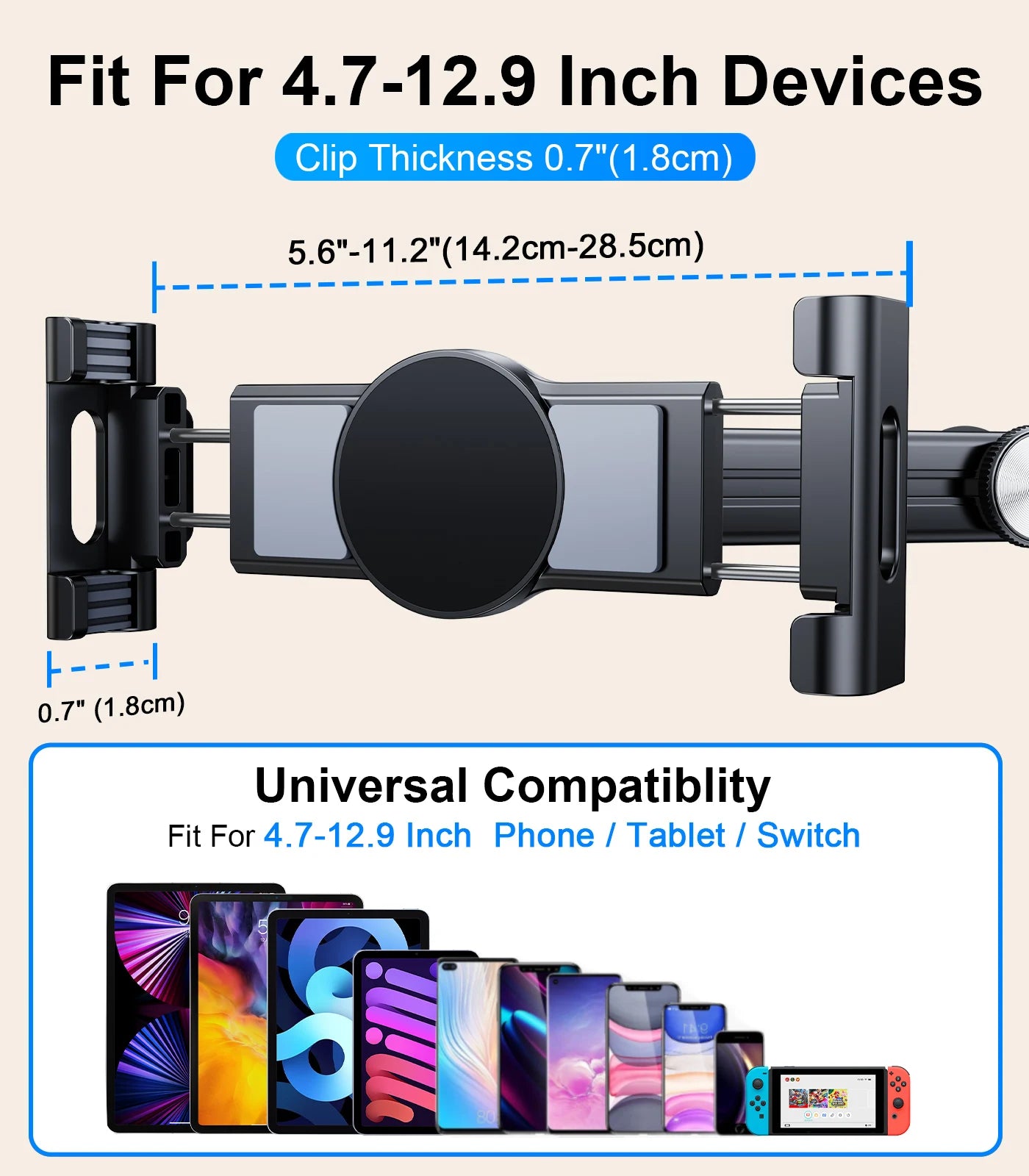 Eary Car Headseat Magnetic Tablet Holder Phone Stand Back Rear Seat Car Accessories 360°Rotatable Foldable Bracket for iPad Pro