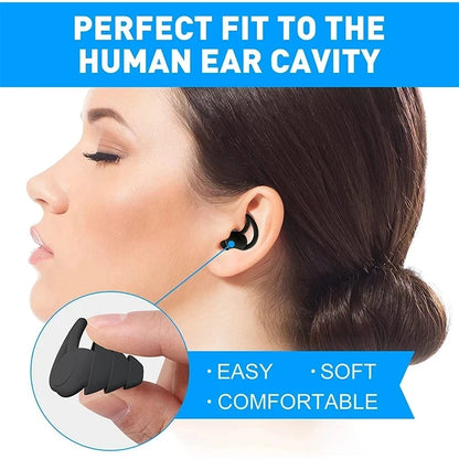 Soft Reusable 3 Layer Silicone Ear Plugs Noise Cancelling Sleep Ear Buds for Hearing Protection Comfortable Fit for Noise