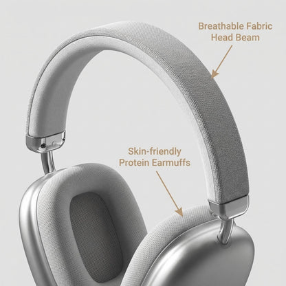 Fabric Headband Over-Ear Headphones Wireless Stereo HiFi Headset Adjustable Metal Rod Outdoor Music Noise Cancelling Earphones