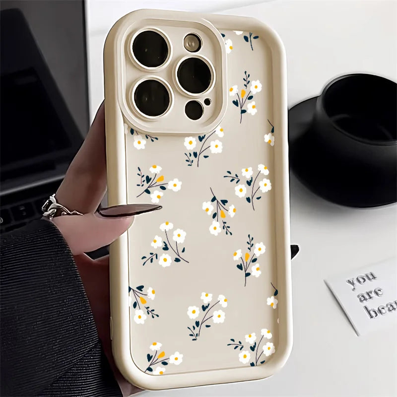 Flower Phone Case For iPhone 11 Case iPhone 15 12 13 14 Pro Max X XR XS Max 7 8 15 Plus SE 2020 2022 Shockproof Soft Matte Cover