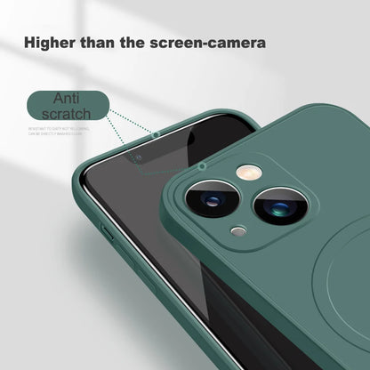 For Magsafe Magnetic Wireless Charge Case For iPhone 14 13 12 11 15 Pro Max Mini XR X S 7 8 Plus Soft Liquid Silicone Back Cover
