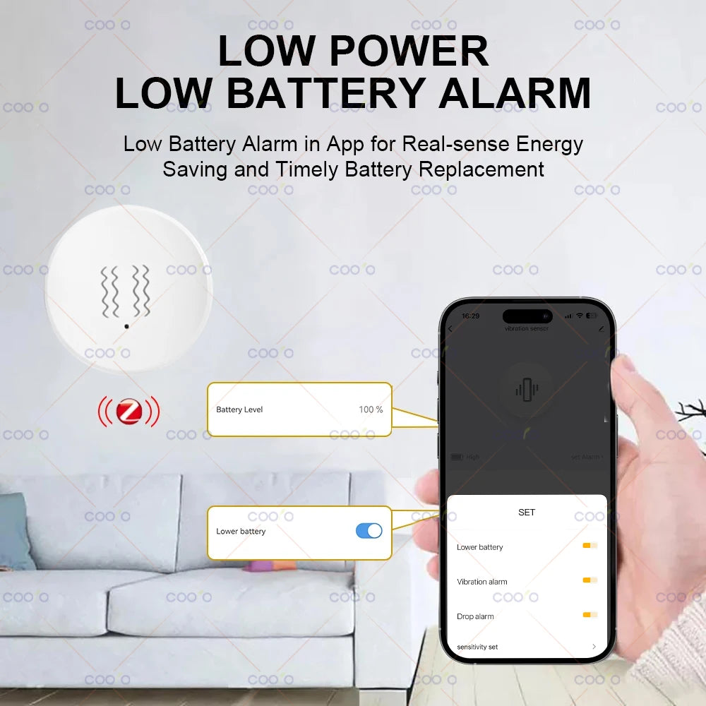 Tuya Zigbee Smart Vibration Sensor Door Window Glass Broken Detector Anti-theft Shock Alarm work with Smart Life App Need Hub