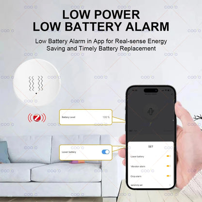 Tuya Zigbee Smart Vibration Sensor Door Window Glass Broken Detector Anti-theft Shock Alarm work with Smart Life App Need Hub