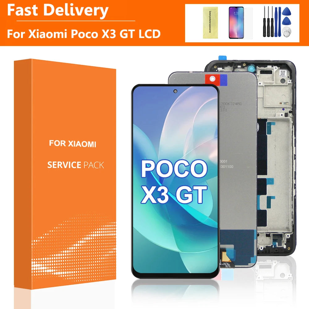 For Xiaomi POCO X3 GT 21061110AG 6.6'' LCD Display Touch Screen Digitizer with Frame Replacement for POCO X3GT