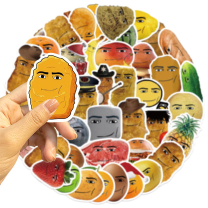 58pcs Robloxs Face -Winning Smile-Chicken Nugget Meme Series Cartoon Waterproof Decorative Water Cup Phone Case Stickers