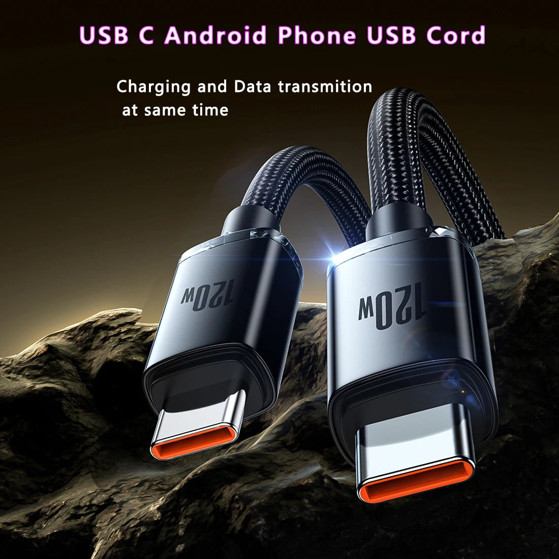 120W 6A Type C to Type C Fast Charger Data Cable For Samsung Xiaomi Huawei Android Phone Charger USB C Cord MacBook Pro iPad Pro