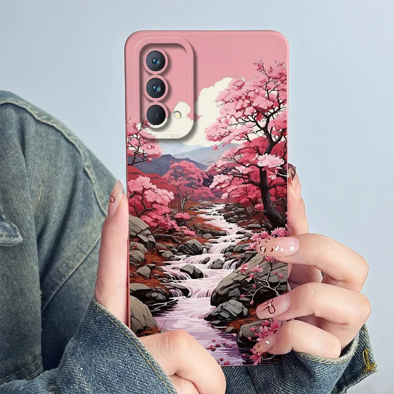 For Realme GT Master Phone Case GTmaster Edition RMX3363 RMX3360 Casing Soft Silicone Sweet Painted Fashion Flower Printed Cover