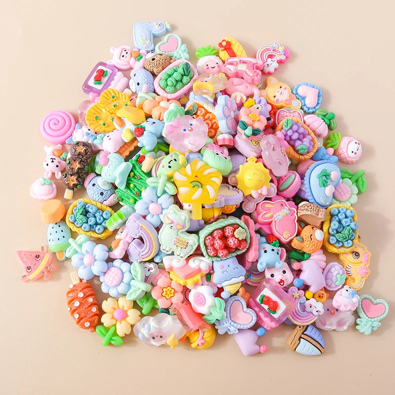 Leslie Random 10/20/30pcs Mixed Resin Food Flower Animal Nail Art Phone Case Hairpin Fridge Handmade DIY Charms Accessory