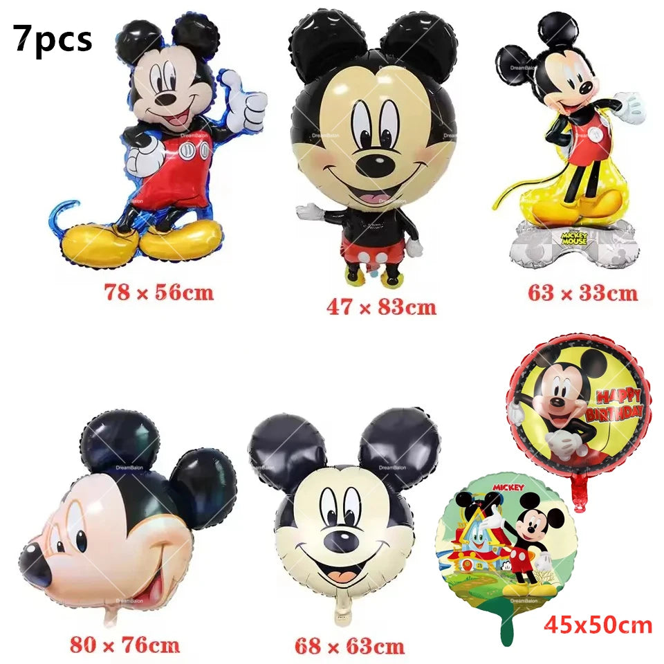Mickey Balloon Cartoon Mouse Minnie Decorations Party Happy Birthday Banner Cake Topper Disposable Tableware Background Gift Bag