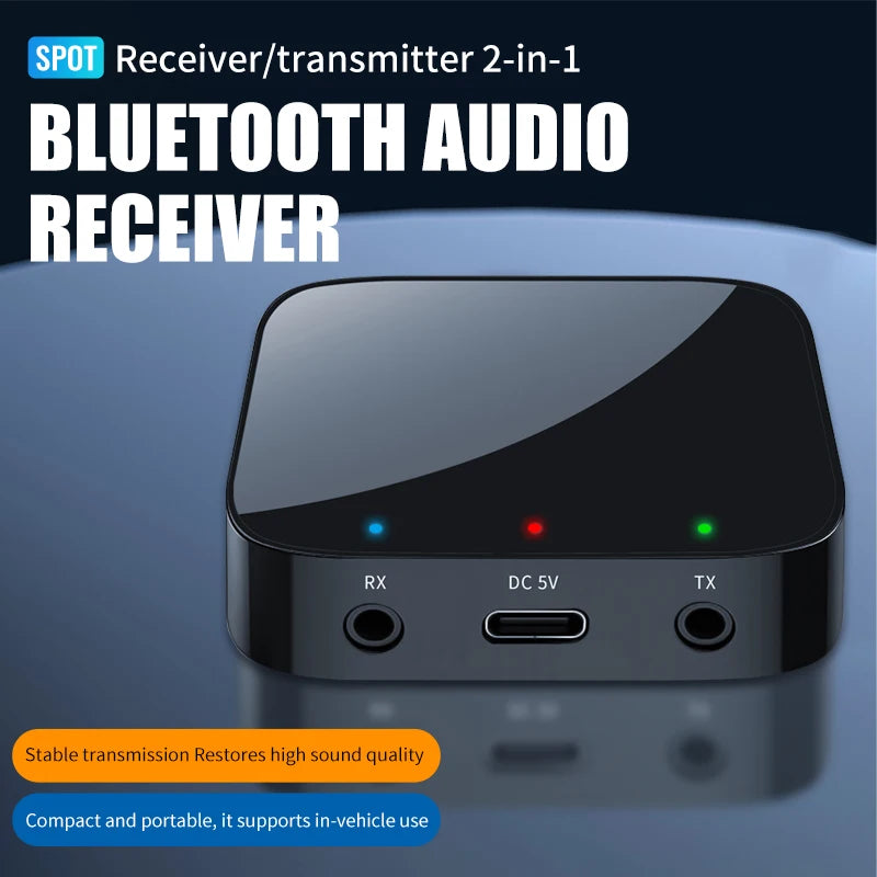 KEBIDUMEI Bluetooth 6.0 Receiver and Transmitter 3.5mm AUX Wireless Audio Adapter Bluetooth Transmitter for Car PC TV Headphones