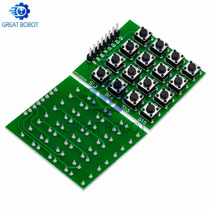 1PCS 8pin 4*4 4x4 Matrix 16 Keypad Keyboard Breadboard Module 16 Button Mcu for arduino Diy Starter Kit