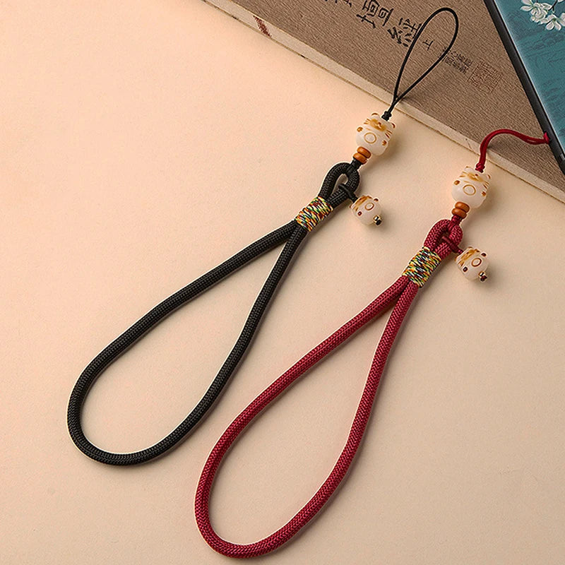 Cute Cartoon Bodhi Lucky Cat Bag Charm Phone Chain With Wrist Pendant Anti Loss Phone Case Lanyard Backpack Decoration Gift