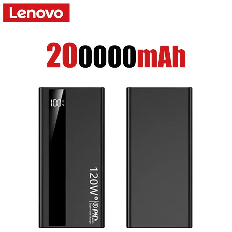 Lenovo 500000mAh Large Capacity Power Bank 120W Super Fast Charging Portable Backup Battery for Smartphone Outdoor Use