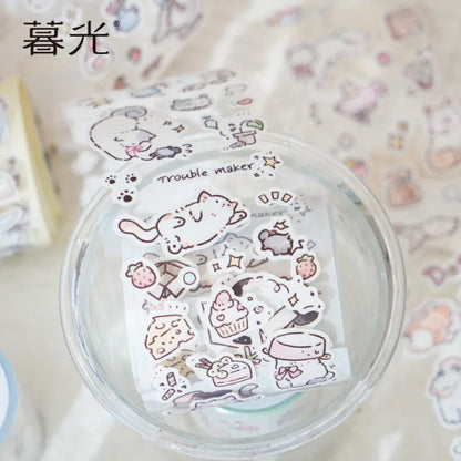 Mr.Paper，200cm/Roll， Cute cat cartoon illustration sticker tape, DIY collage scrapbook, diary, phone case decoration tape Gifts
