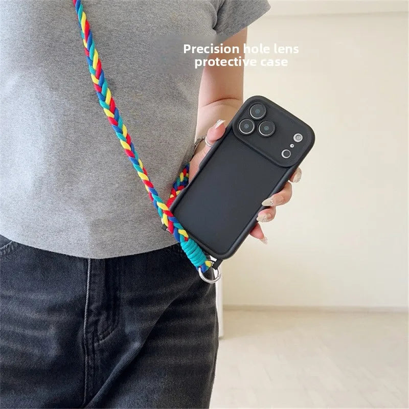 TPU Soft Silicone Crossbody Lanyard Phone Case for IPhone Air 17 16 15 Plus 14 13 12 11 Pro Max SE2022 Rope Necklace Strap Cover