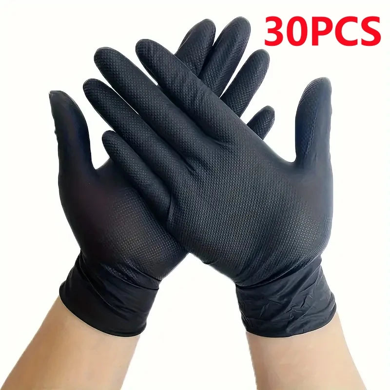 8mil Nitrile Gloves Thick 30/50PCS Industrial Disposable Gloves with Diamond Textured Latex Free Heavy Duty Mechanic Auto Gloves