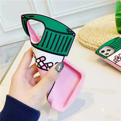 For iPhone 16 promax 15 14 Pro Max 13 12 11 3D Cartoon Chill Pills Phone Case Medicine Bottle Soft Silicone Cover