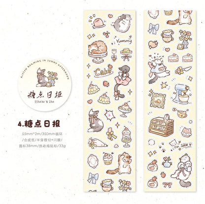 Mr.Paper，200cm/Roll， Cute cat cartoon illustration sticker tape, DIY collage scrapbook, diary, phone case decoration tape Gifts