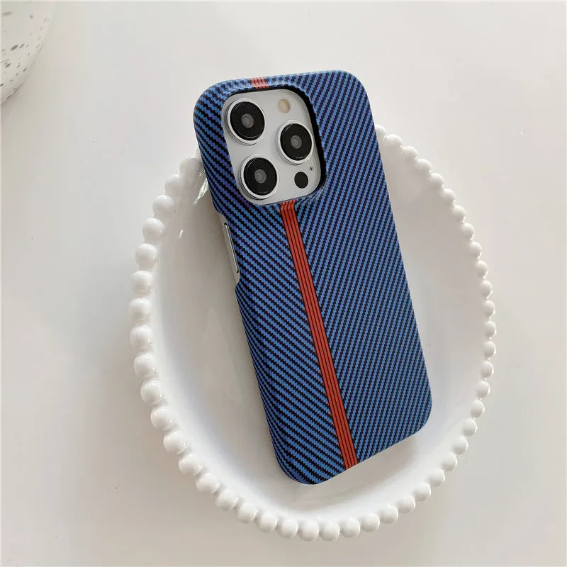 Racing Sports Car Carbon Fiber lines Phone Case for iPhone 12 13 Mini 11 14 15 16 17 Pro Max Air Track 17ProMax PC Cover Funda