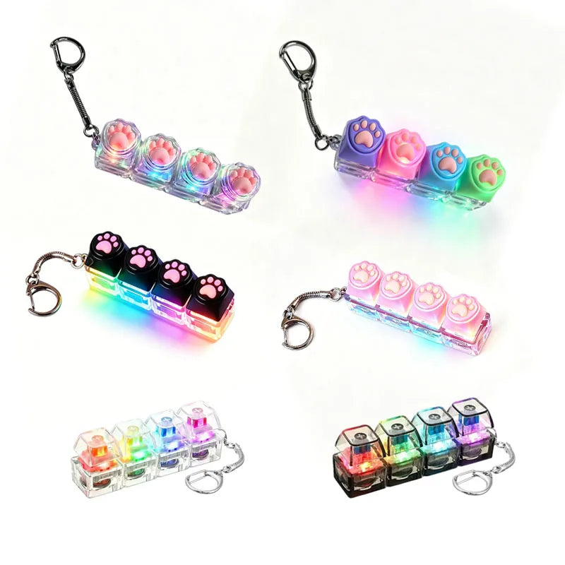 /Clickable Keyboard Keychain LED Light - Stress Anxiety Relief Fidget Toy, Portable Desktop Accessory for Office Decoration Gift