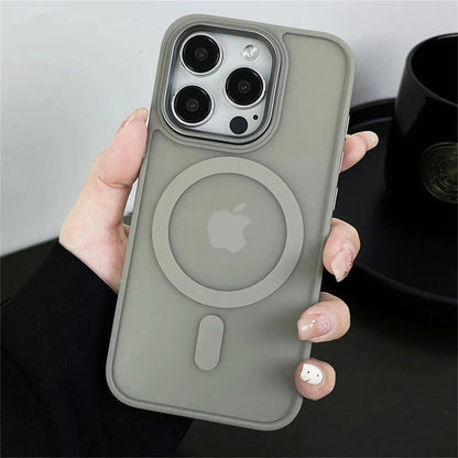 Magnetic Translucency Case Fashion Matte Frosted Magsafe Splice Color Cover For iPhone 16 15 14 13 12 11 Pro Max 16 Plus