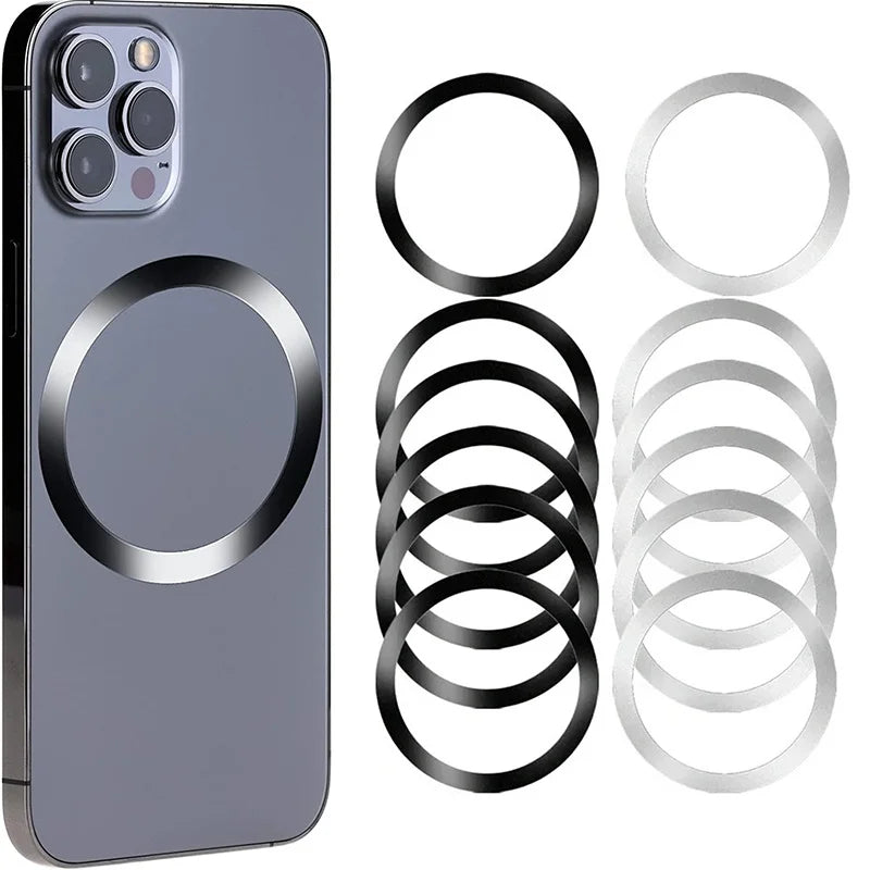 Universal Magnetic Metal Plate Ring For Magsafe iPhone Wireless Charger Car Cellphone Sticker Round Magnet Stainless Steel Patch
