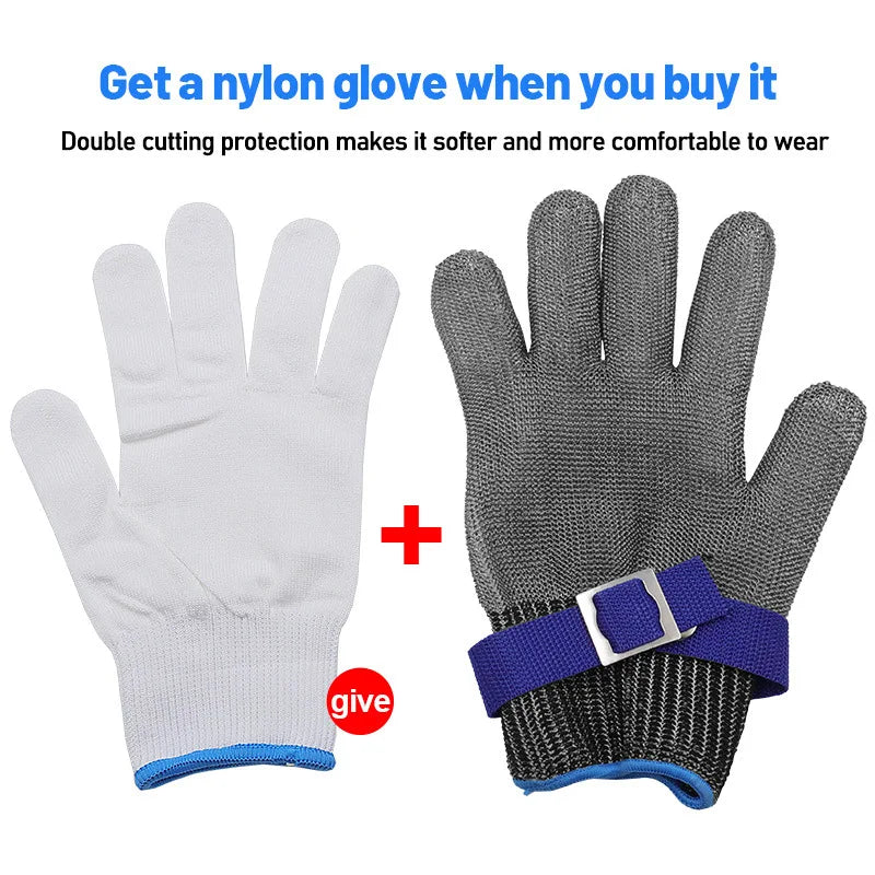 Anti-cut Gloves Safety Cut Proof Stab Resistant Stainless Steel Wire Metal Mesh Butcher Hand Protect Meat Cut-Resistant Gloves