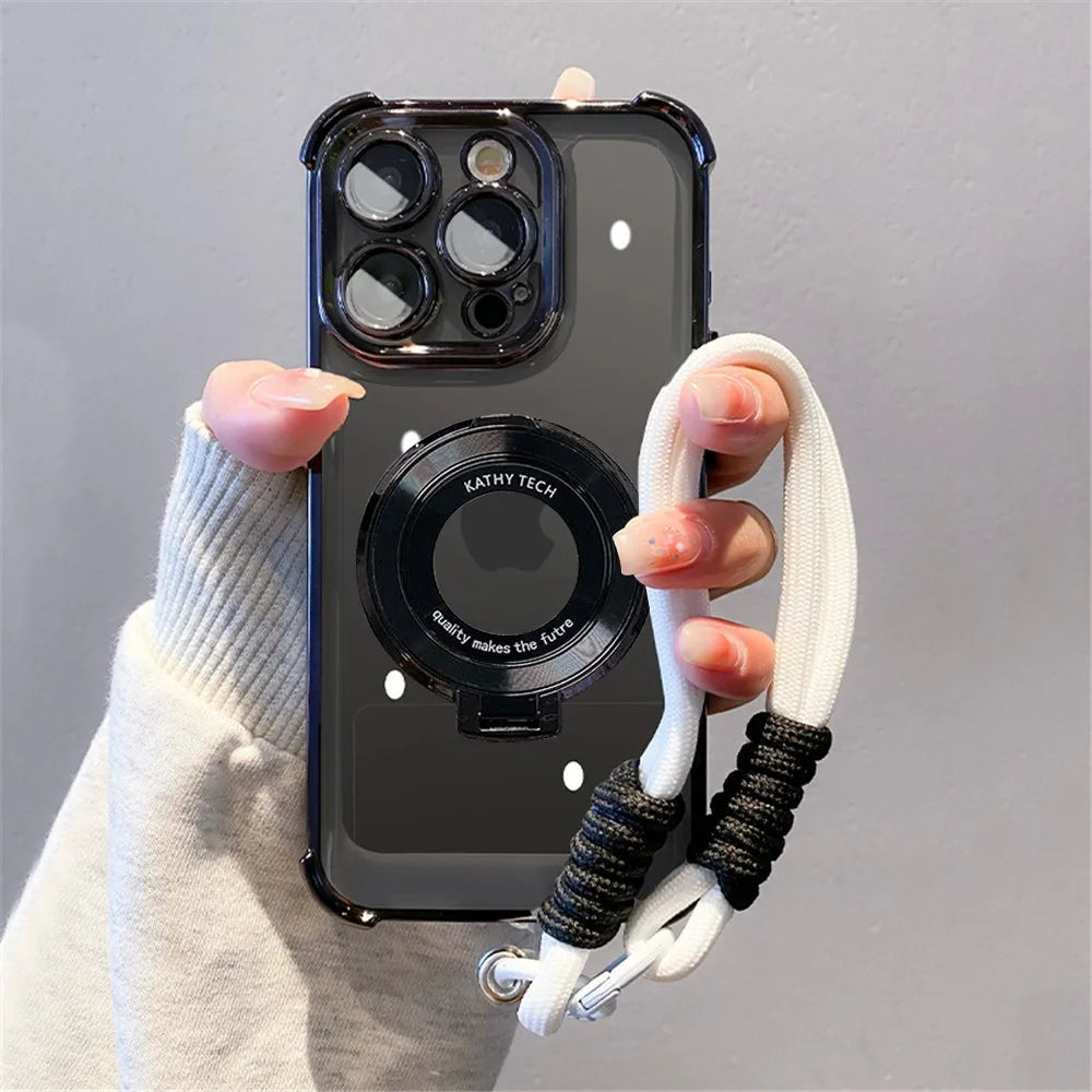 Shockproof Magnetic Bracket Phone Case For Xiaomi 14T 13T 12T Pro 11 Lite 5G NE 15 14 13 12 12S 12X With Lanyard Soft Back Cover