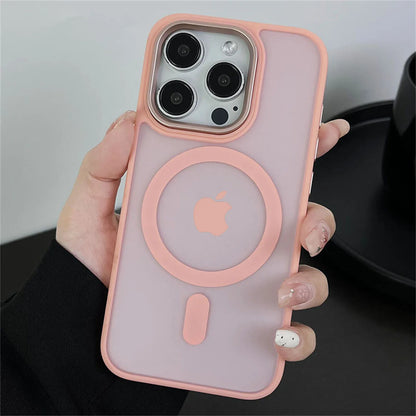 Magnetic Translucency Case Fashion Matte Frosted Magsafe Splice Color Cover For iPhone 16 15 14 13 12 11 Pro Max 16 Plus